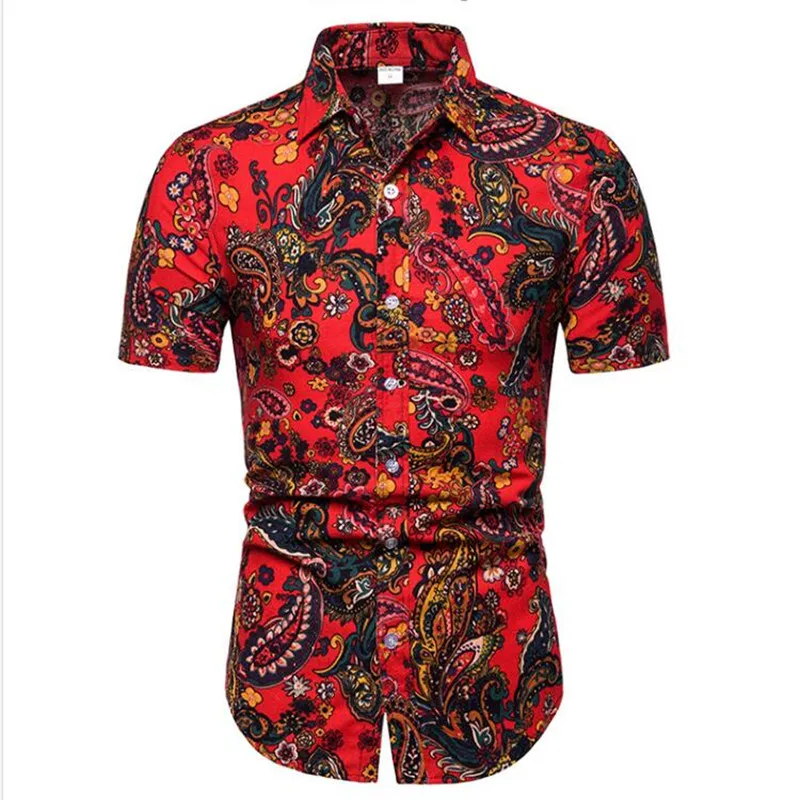 

Big Sizes 5XL Men's Casual Shirts Short-Sleeve 2019 Summer Hawaiian Shirt Skinny Fit with Various Pattern Man Clothes 21 Colour