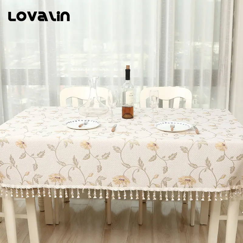 Lovalin Kitchen Decor Table Cloth Floral Print Tablecloth Square Rectangle Pastoral Style Table