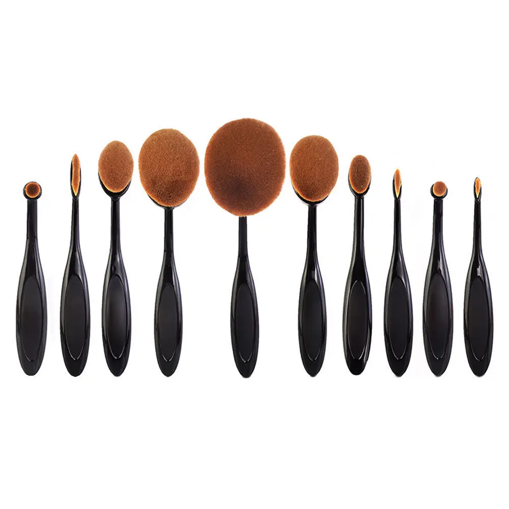 

10Pcs Oval Cream Puff Cosmetic Toothbrush Shaped Power Makeup Foundation Brushes