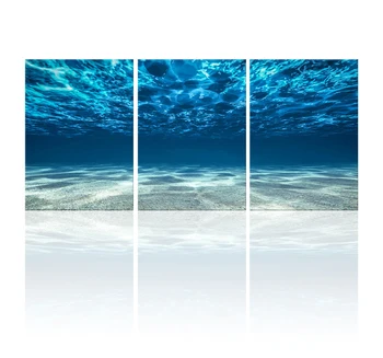 

3 panels canvas ocean painting Blue Ocean Wall Art Picture Seaview Bottom View Surface Seascape Modern Home Office pictures