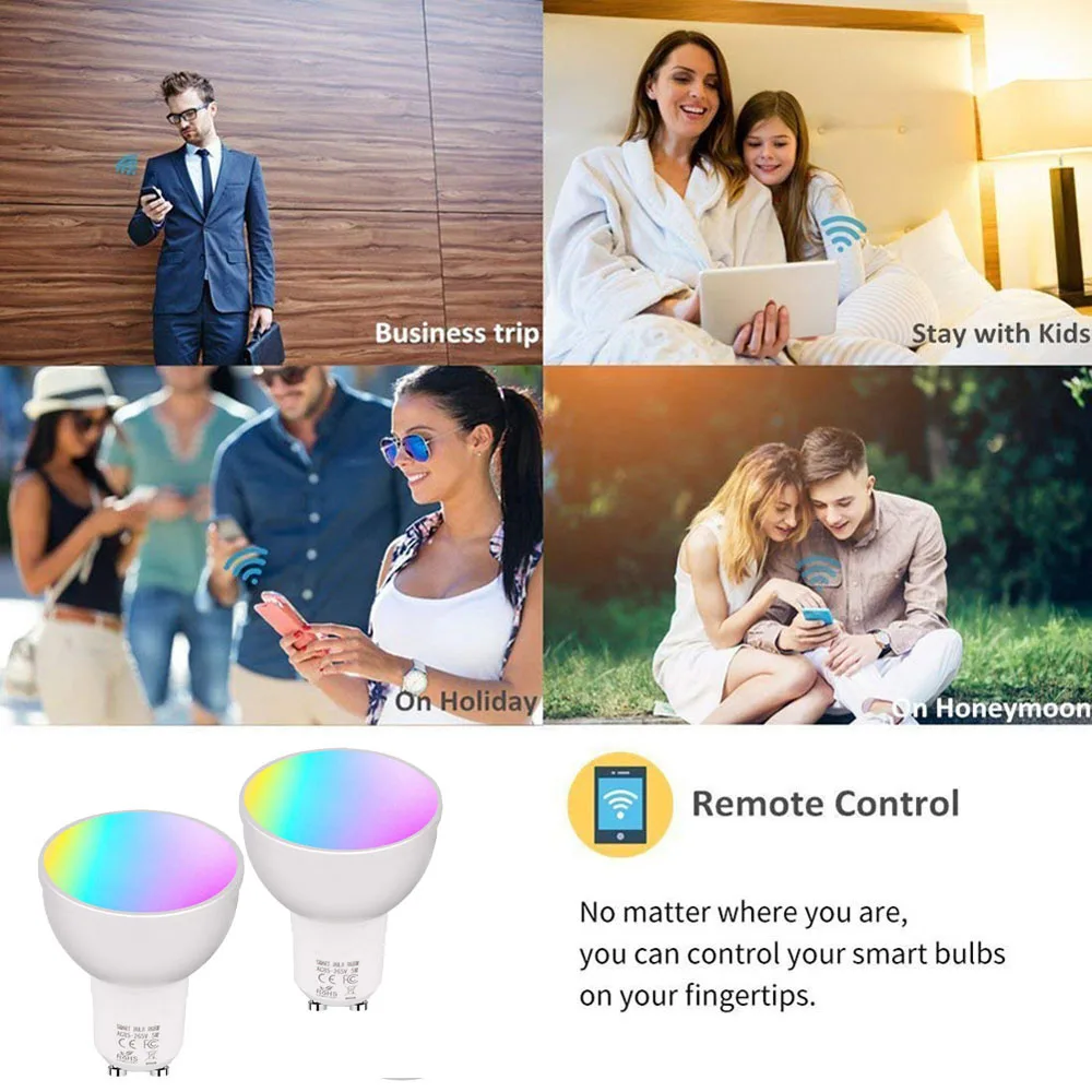 Wifi Smart LED Light Bulbs GU10/GU5.3/E27 APP Remote Control Switch Dimmable Compatible with Amazon Alexa/Google Assistant/IFTTT