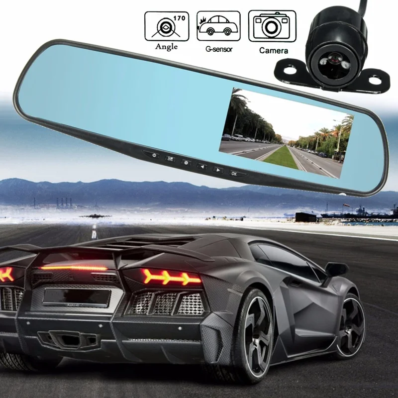 Dual Lens Car DVR font b Camera b font Mirror FHD 1080P Video Recorder Night vision