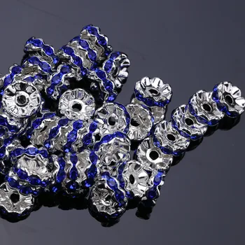 

100pcs 8mm petals Silver Plated Interval bead Crystal Rhinestone Rondelle Spacer Beads per bag for jewelery making