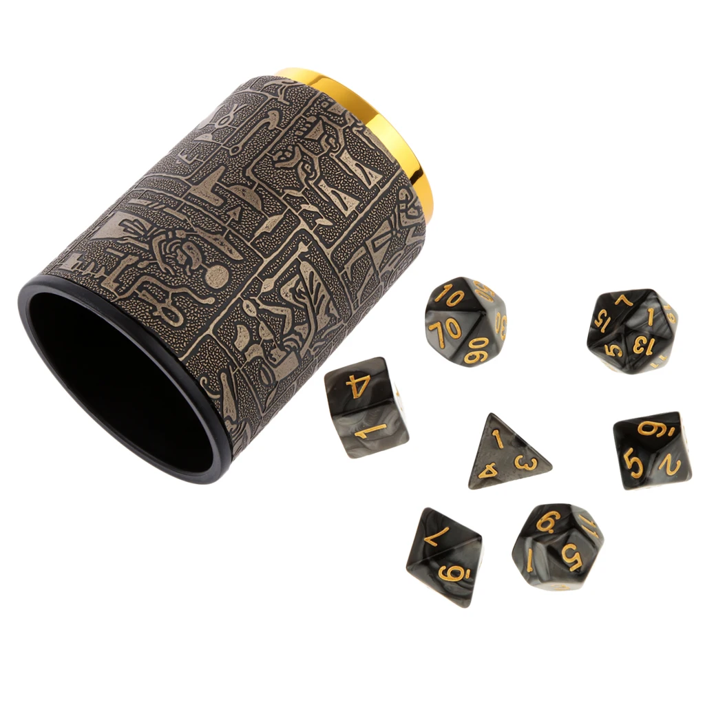 Perfeclan 7 Set Polyhedral Dice for Dungeons and Dragons DND RPG MTG+ Dice Cup Black Polyhedral Dice Table Games
