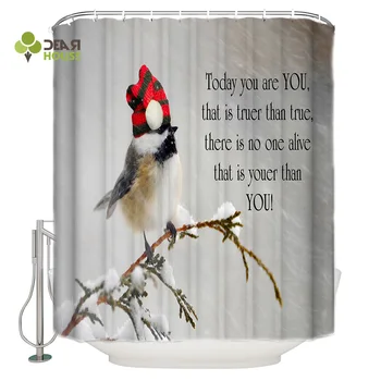 

DEARHOUSE Shower Curtain Merry Christams Reason Bird Shower Curtain Bathroom Curtain Home Decoration