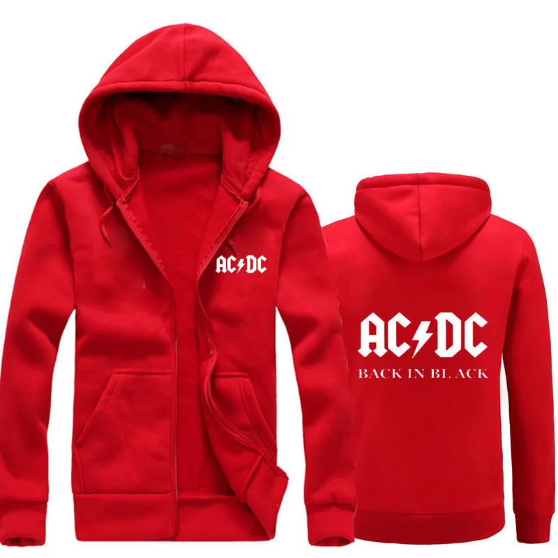 BAIJOE Осенние новые мужские и женские толстовки AC/DC бренд рок графический принт повседневные толстовки хип хоп ZipperFashion с капюшоном Hombre - Цвет: red