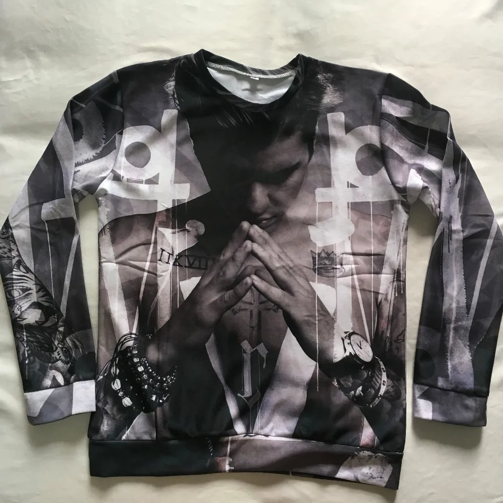 PLstar CosmosWomen Men Justin Bieber Hoodie 3D Sublimation print fleece Sweatshirt Crewneck Fashion Clothing Sweats Jumper