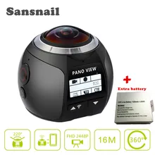 360 Panoramique Caméra Sansnail SV100 360 Caméra Allwinner V3 1440 P 4 K Caméra Étanche Sport 3D VR Vidéos Caméra avec Batterie