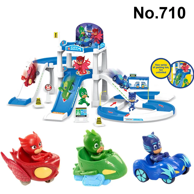 Cartoon PJ Mask Parking Lot Toys Les Pyjamasques Connor Greg Amaya