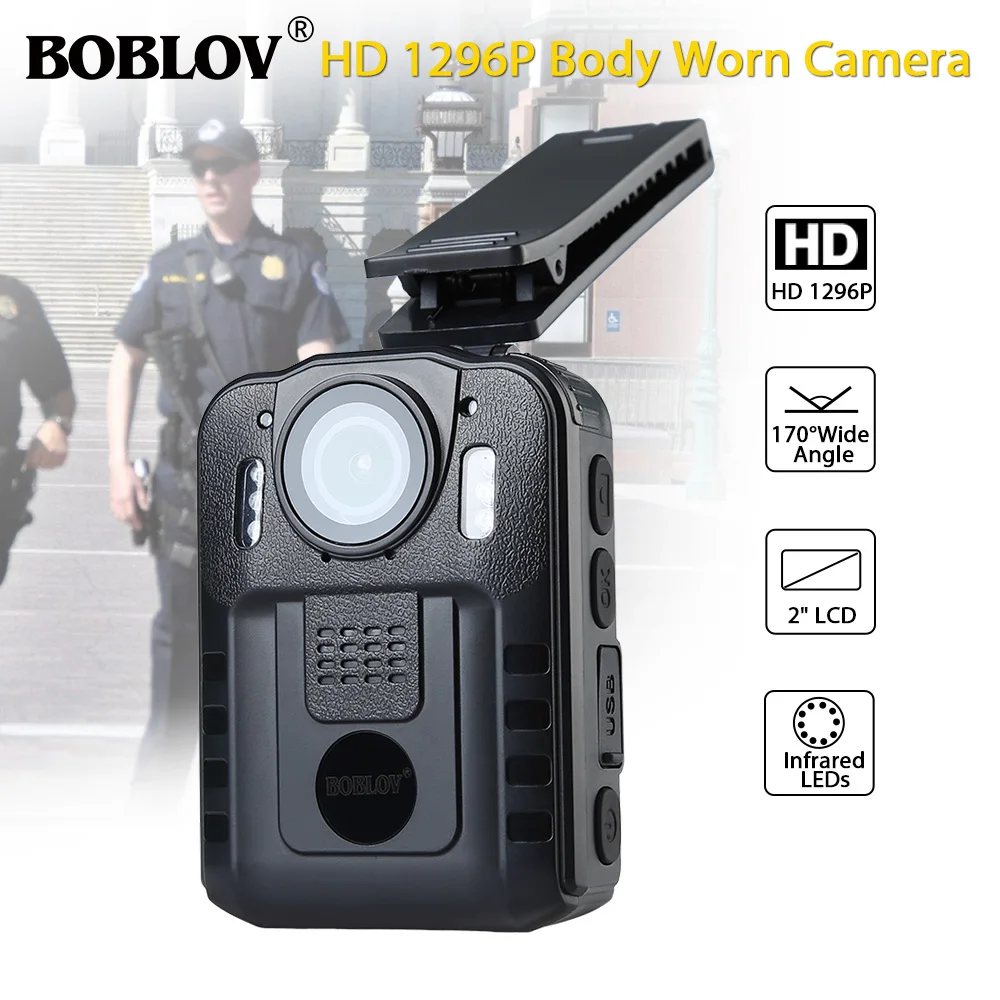 

Boblov WN9 Body Worn Camera 1080P 64GB DVR Video Security Cam 170 Degree IR Night Vision Mini Camcorders
