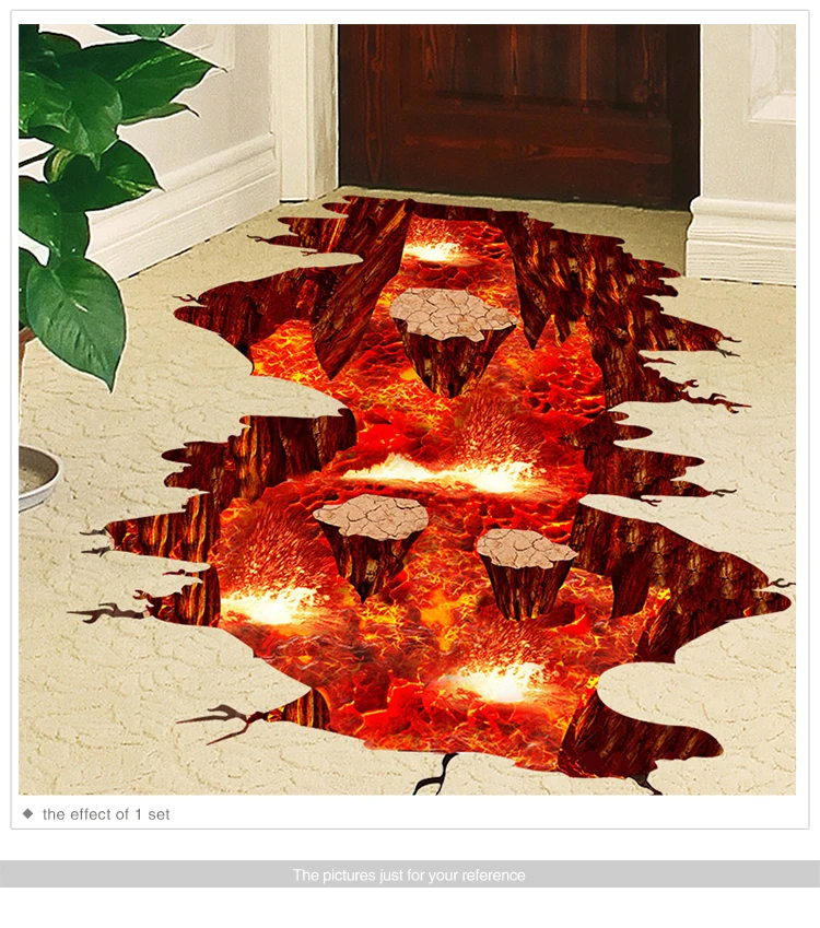 [SHIJUEHEZI] Magma 3D стикер на стену Съемный материал ПВХ декоративные наклейки для дома гостиной спальни украшения пола