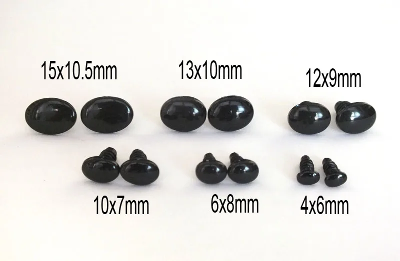 Black Oval Safety Eyes/ Noses --4x6/6x8/10x7/12x9/13x10/15x10.5mm Amigurumi Eyes/ Plastic Eyes For Crochet Toys And Plush