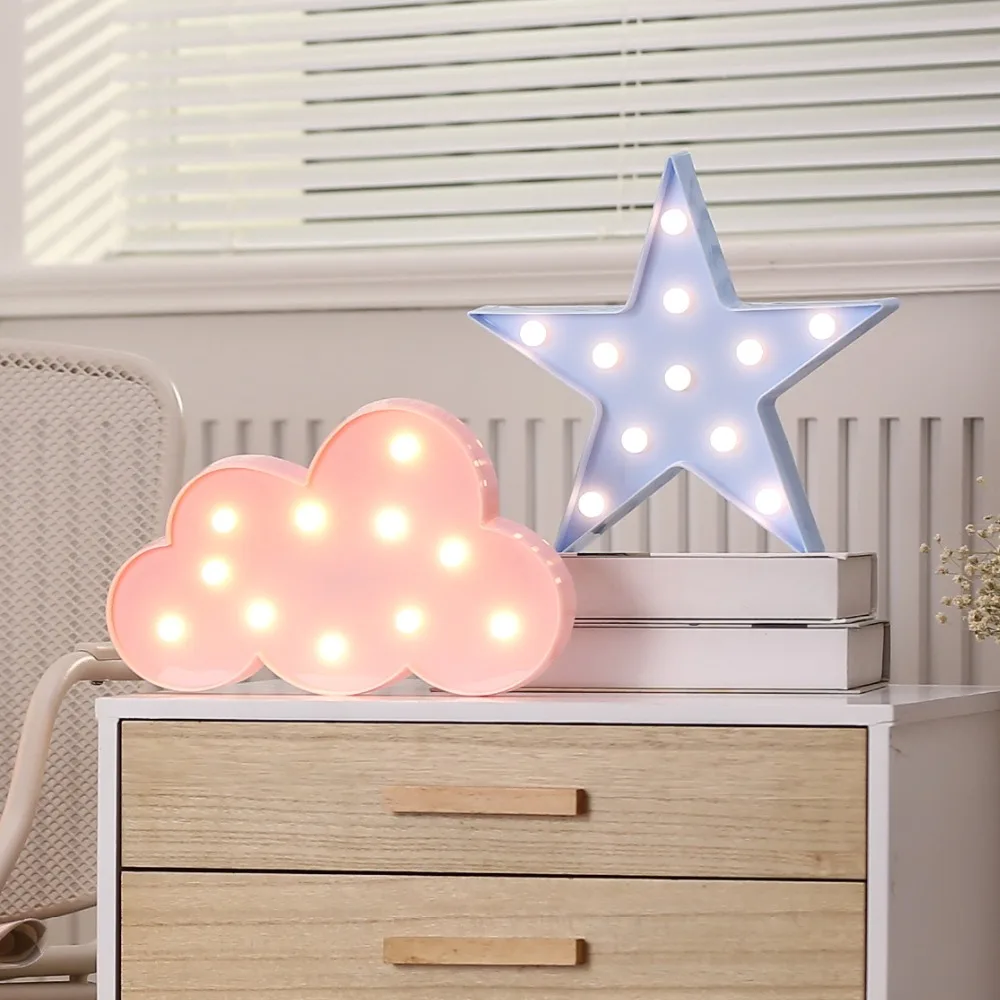 Dcrlamp 3D Star Night light LED Table Lamps Moon Cloud Bedside Lighting Romantic Gift Home Decor Children Room Festival Wedding | Лампы и