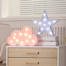 

Dcrlamp 3D Star Night light LED Table Lamps Moon Cloud Bedside Lighting Romantic Gift Home Decor Children Room Festival Wedding