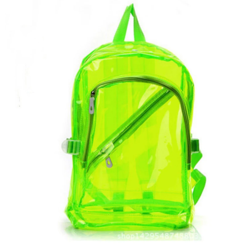 

Summer Clear Transparent Women Backpacks PVC Jelly Color Student Schoolbags Harajuku Girls Bag For School Beach Travel Backpack