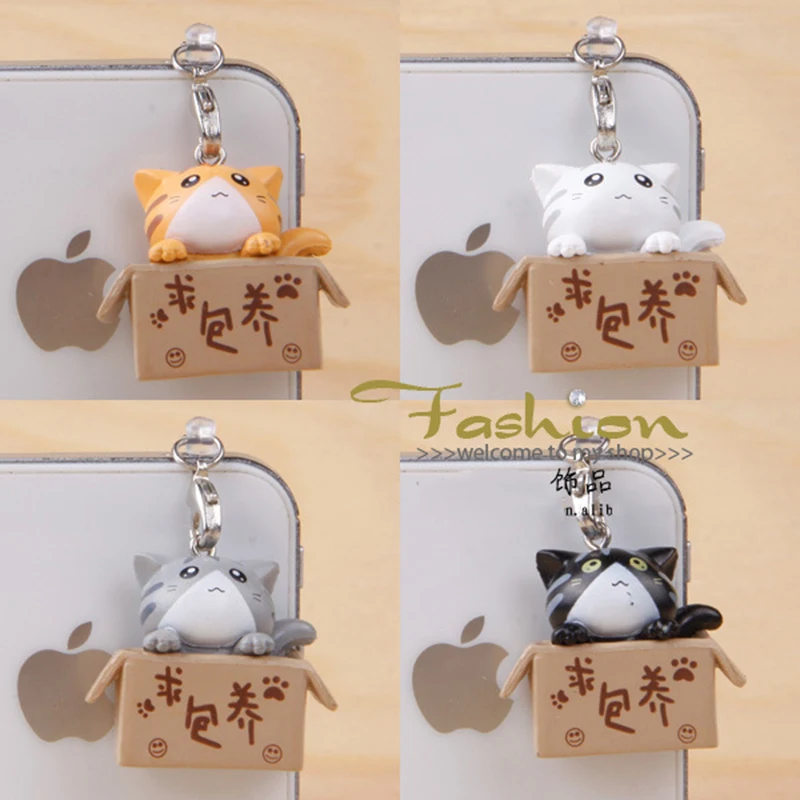 

CatXaa Cartoon Cat 3.5mm Earphone Dust Plug Poor Kitten Kitty 3.5 AUX Audio Music Port Decor Stopper for Cellphone Notebook PC
