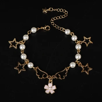 

dongsheng Wholesale 12pcs/Lot Sailor Moon Charm Bracelet Cardcaptor Sakura Star Cherry Love Ctue Chain Wristlet Bangle Bracelet