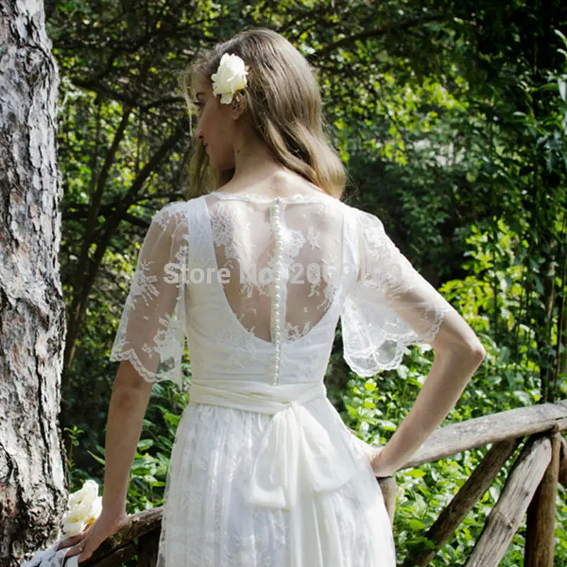 custom-made-long-Bohemia-wedding-dresses-2017-boat-neck-white-lace-half-sleeves-boho-Bridal-Gown (2)