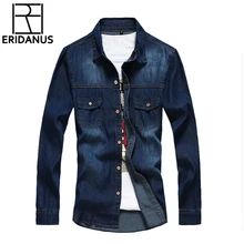 Весна-лето, Новое поступление, джинсовая рубашка с длинным рукавом, приталенная, европейский стиль, повседневная, мужская, светильник, тонкая рубашка X006