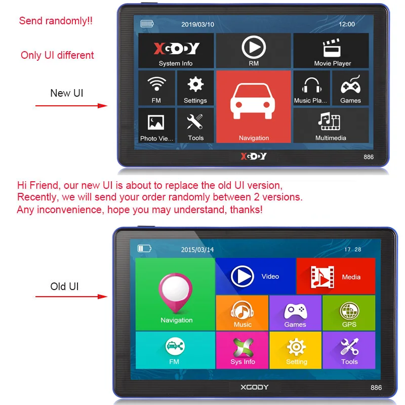 XGODY 7 pulgadas 886 coche camión navegación GPS 256 M + 8 GB pantalla capacitiva navegador FM + cámara de marcha atrás rusia EE. UU. AU 2018 UE mapa libre XGODY 7 pulgadas 886 coche camión navegación GPS 256 M + 8 GB pantalla capacitiva navegador FM + cámara de marcha atrás rusia EE. UU. AU 2018 UE mapa libre