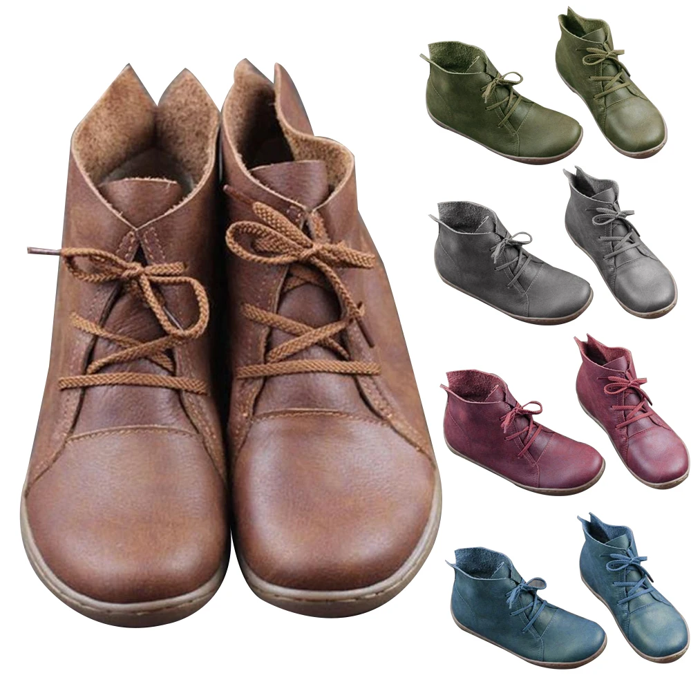 

New Loafers Sneakers Casual Retro Hand-Sewing Shoes Women Flats Genuine Leather Lace-up Lightweight Soft Bottom Shoes