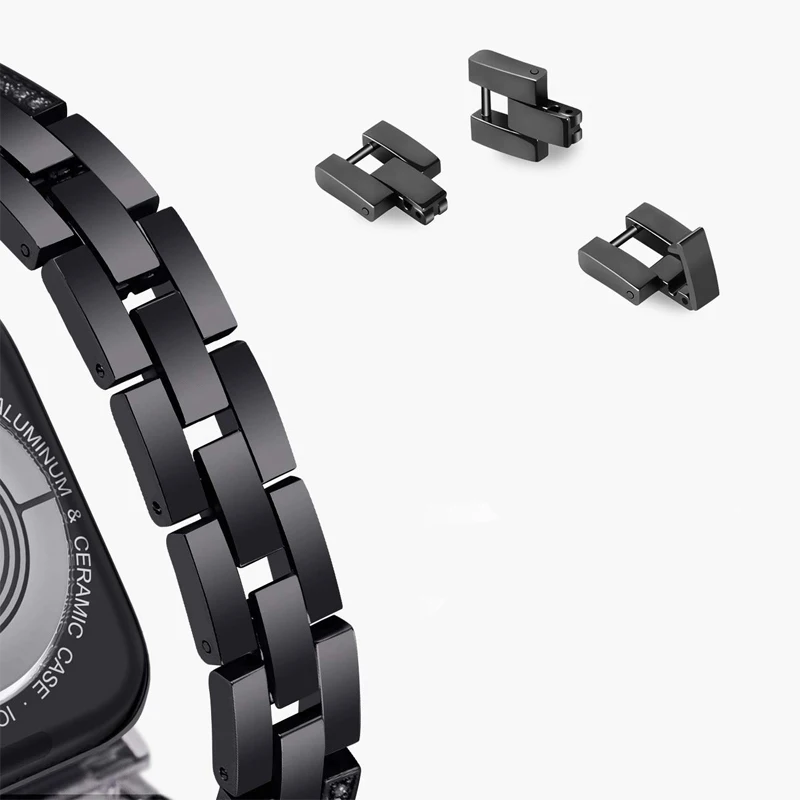 Браслет звеньевой для Apple Watch Band 40 мм 38 42 44 металлический ремешок со стразами