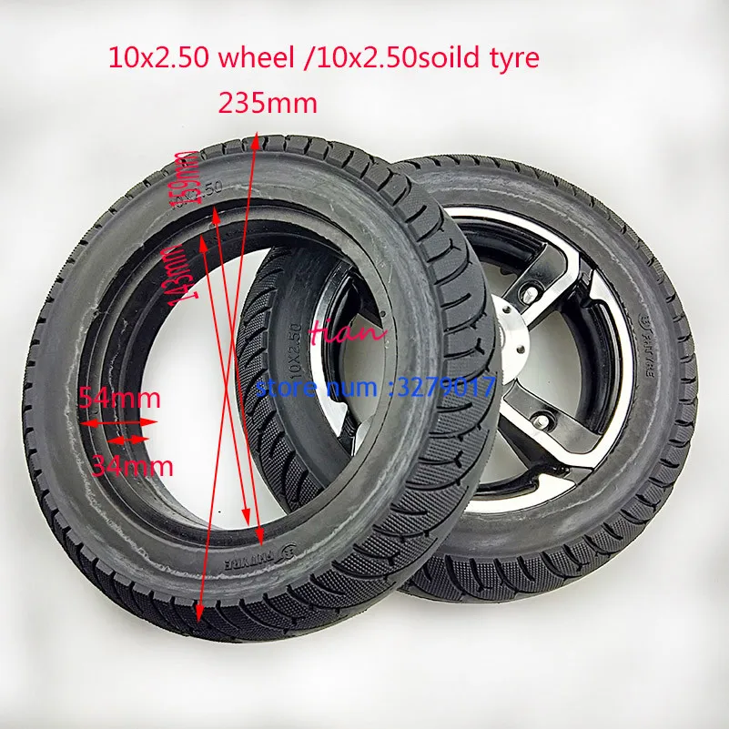 

Durable not broken 10 inch solid tyre 10x2.50 soild wheel 10X2.50 solid tire diy for 10x2/2.125 10x2.50wheel Electric scooter