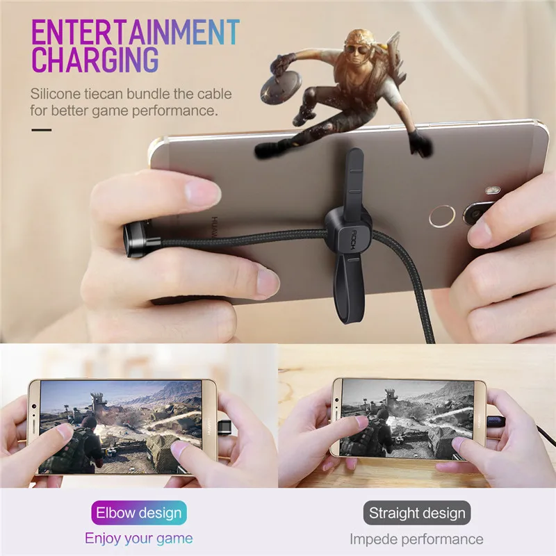 ROCK usb type C кабель для samsung Galaxy S9 S8 быстрой зарядки данных u образный металлический