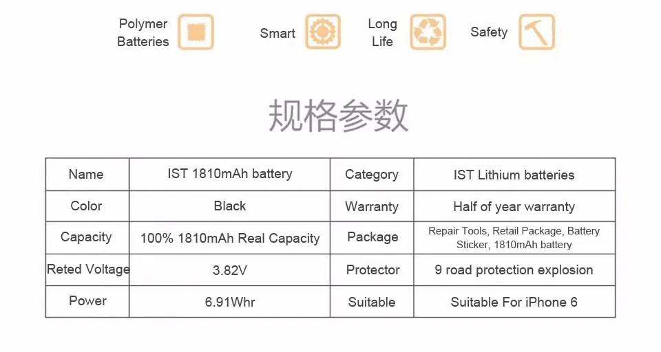 100% IST Original Mobile Phone Battery For iPhone 6 Real Capacity 1810mAh With Repair Tools Kit And Battery Sticker 11