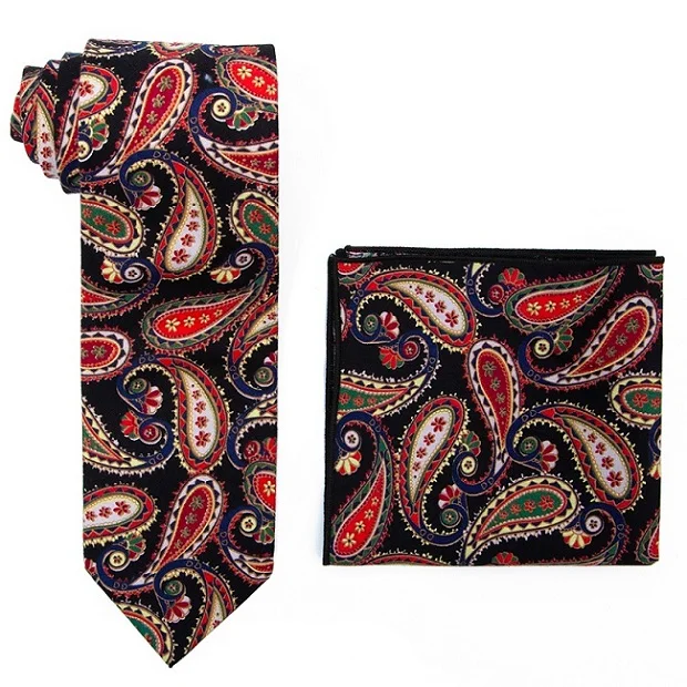 PCTS-024 Cotton Tie Мужской Хлопковый галстук с принтом портного Смита, с цветочным принтом, с узором пейсли, мужской галстук и платок, комплект, модная мужская рубашка, Corbatas - Цвет: PCTS-024 Cotton Tie
