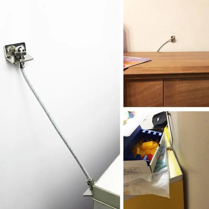 1 Set Anti Tip Furniture Anchors Safe Straps for Cabinets Bookcase Dresser