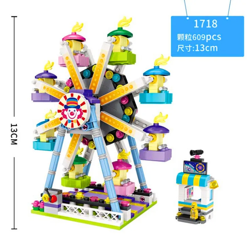 

LOZ Amusement Park 1718 Ferris Wheel 3D Model 609pcs Figure DIY Mini Blocks Bricks Diamond Assembly Nano Building Toy no Box