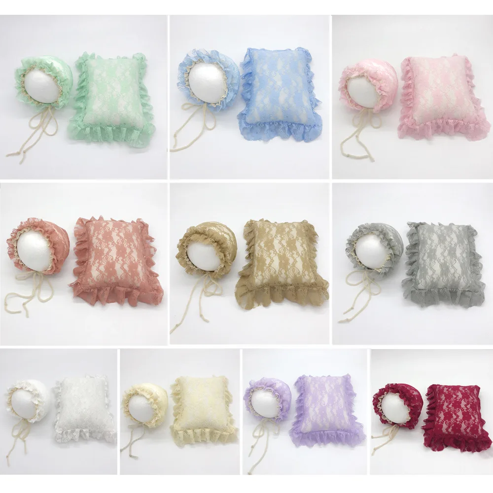 

Baby Girl Lace Bonnet Newborn Props Photography Hats Baby Posing Accessories Hats and Pillows Set Newborn Props Baby Sun Cap Z
