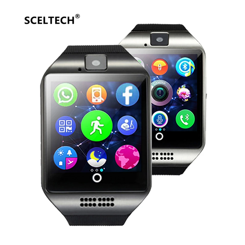 

SCELTECH Q18 Bluetooth Smart Watch Men With Big Battery Touch Screen Smartwatch Support TF Sim Card Camera For Android Phone
