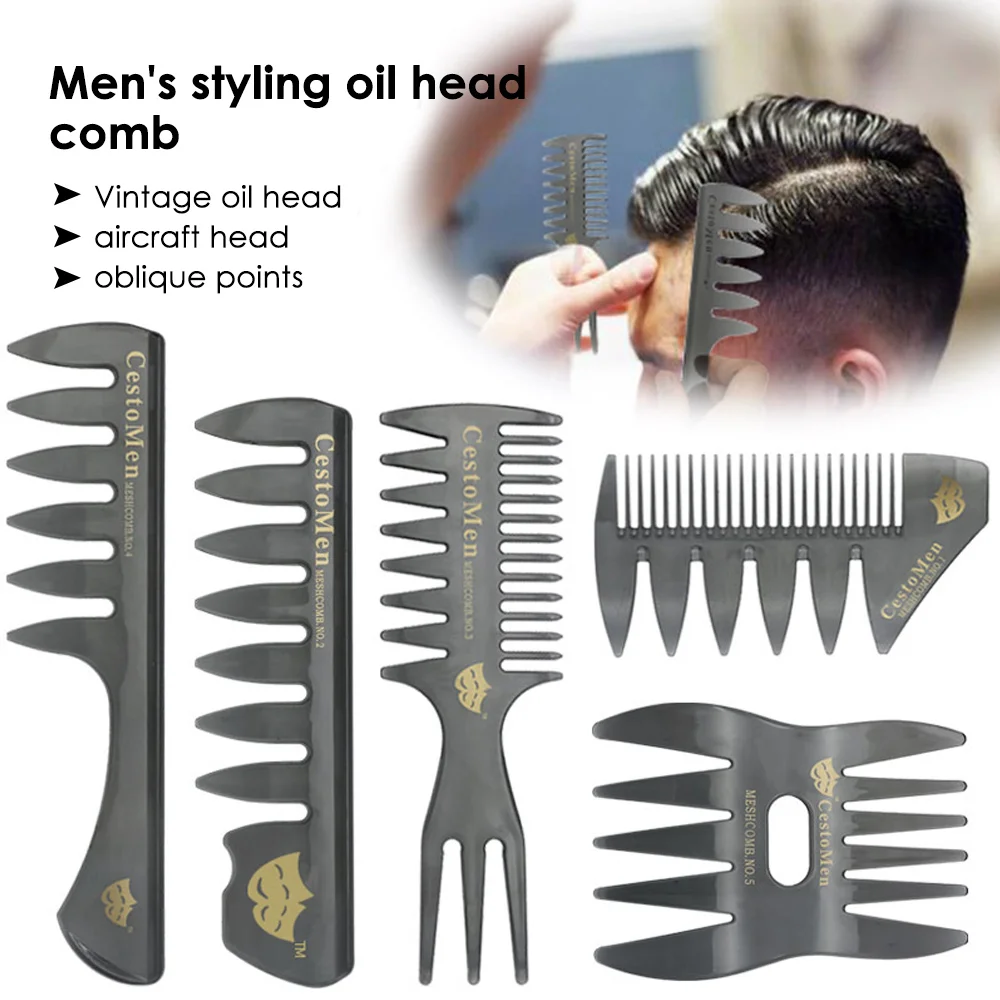 

1Pcs Handle Grip Large Tooth Detangling Curly Hair Comb Back Head Styling Beard Oil Comb Men Hairdressing Wide Teeth Comb