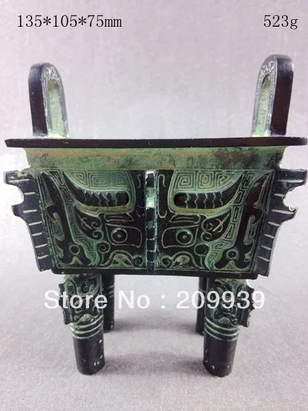 

00932 Ancient Chinese bronze tripod statue (A0322) A0403