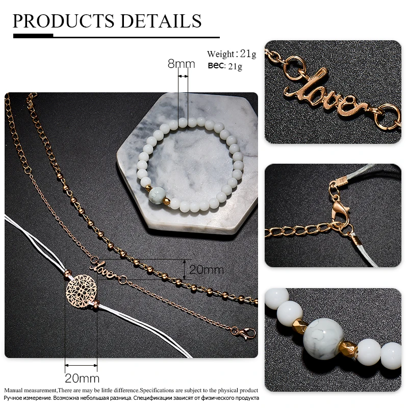 SHUANGR 4 шт./компл. богемный шармы, бусины для браслета Для женщин браслеты с кисточками сердце золотистого цвета Браслеты комплекты украшений вечерние подарки