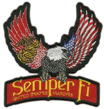 

4" SEMPER FI -UPWING EAGLE LEATHER Chopper Outlaw Motorcycle MC Embroidered Biker Jacket Vest Patch IRON ON Badge emblem Jacket