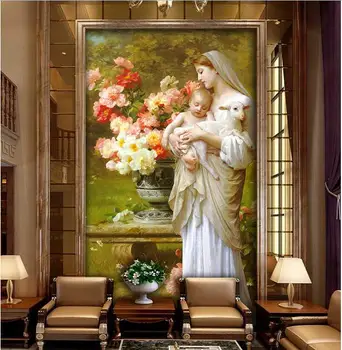 

Custom photo 3d wallpaper Non-woven mural picture wall sticker 3 d The virgin Mary painting living room decoration