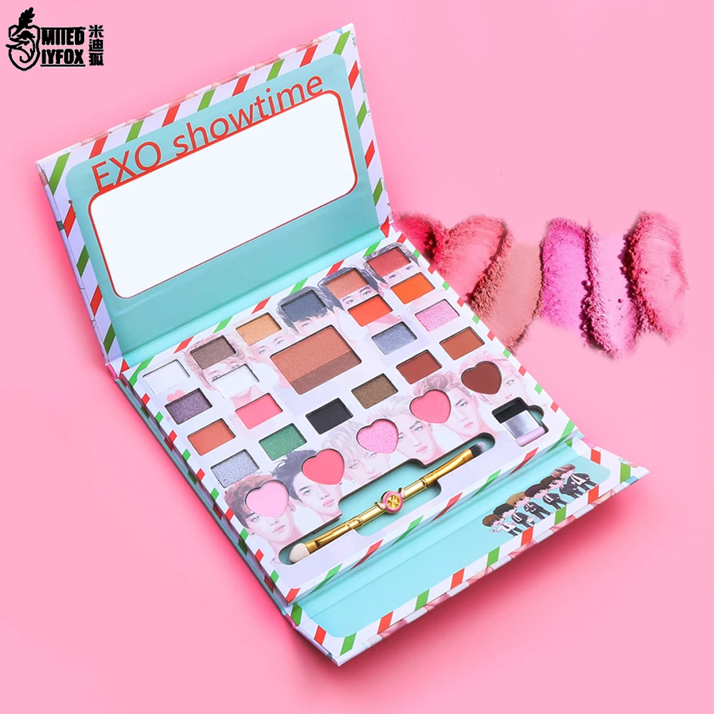 

New Korea EXO Lazy Double Color Layer Gradient Eye Shadow Pallete Brush Gorgeous Powder Long-lasting Eye Shadow Paleta De Sombra