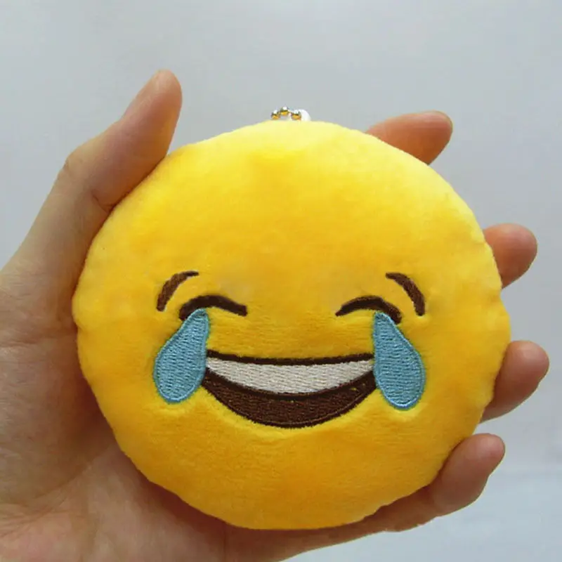 2x Emoji Smile Stuffed Plush Toy Key Chain Emoticon Soft Cushion Keyring CP 