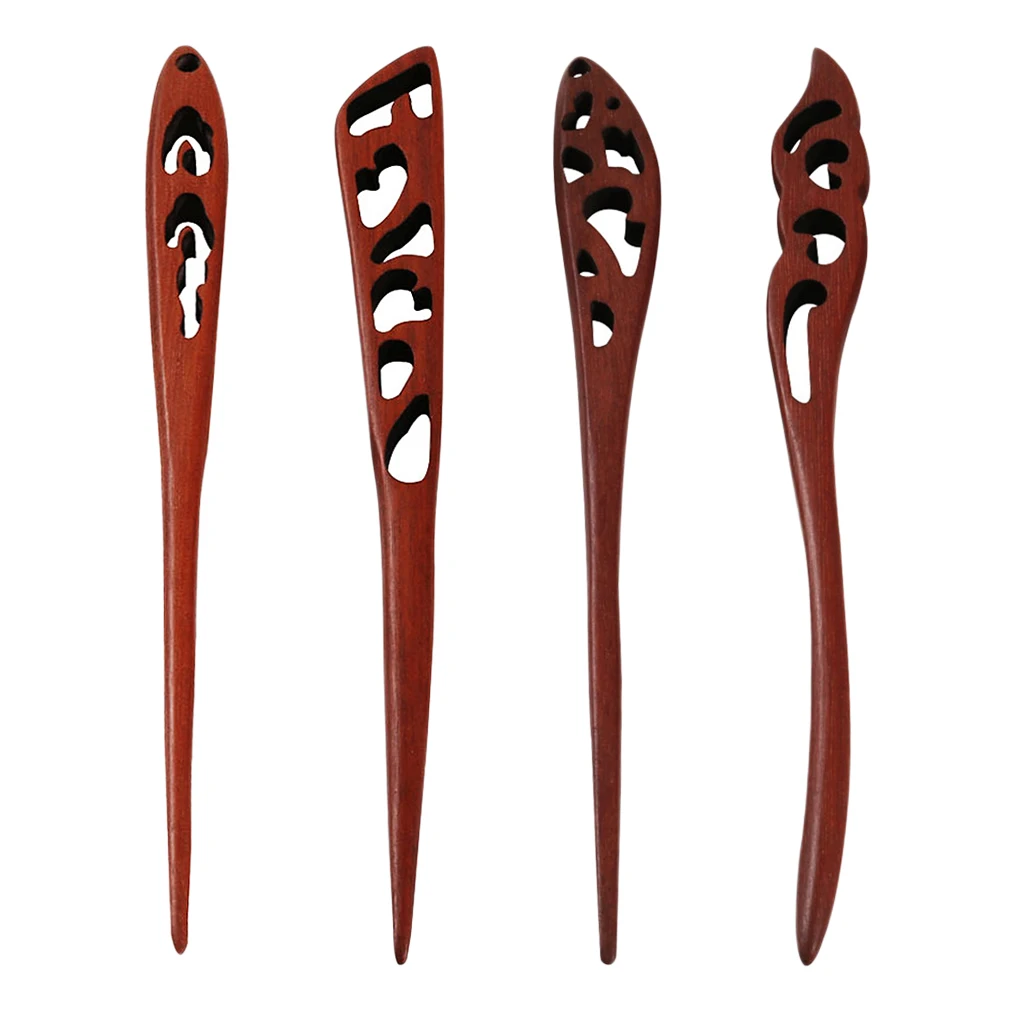 Carved Wooden Hair Stick Fork