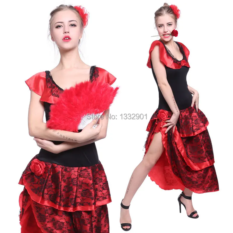 Kids Spanish Senorita Rumba Flamenco Mexican Childs Girls Fancy Dress Costume