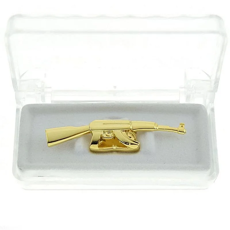 

Missfox Grillz Hip Hop Personality Ak47 Gun 24k Gold Punk Single Dental Grillz