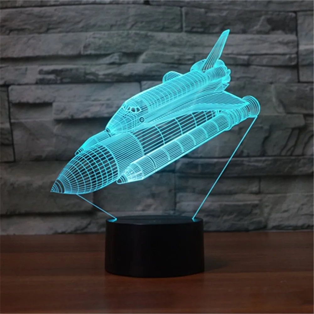 Космический челнок 3D ночной Светильник Красочные светодиодные видения светильник подарок атмосфера Настольная лампа для Прямая доставка