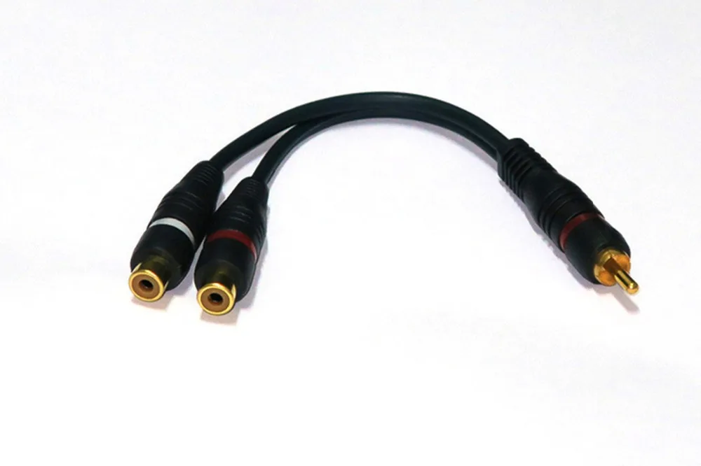 2 RCA Женский 1 RCA сплиттер папа-папа кабель аудио сплиттер дистрибьютор конвертер динамик Золотой кабель шнур линия медный провод