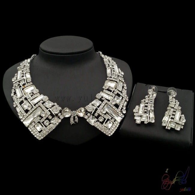 Yulaili beautiful crystal jewellery set big costume jewelry sets