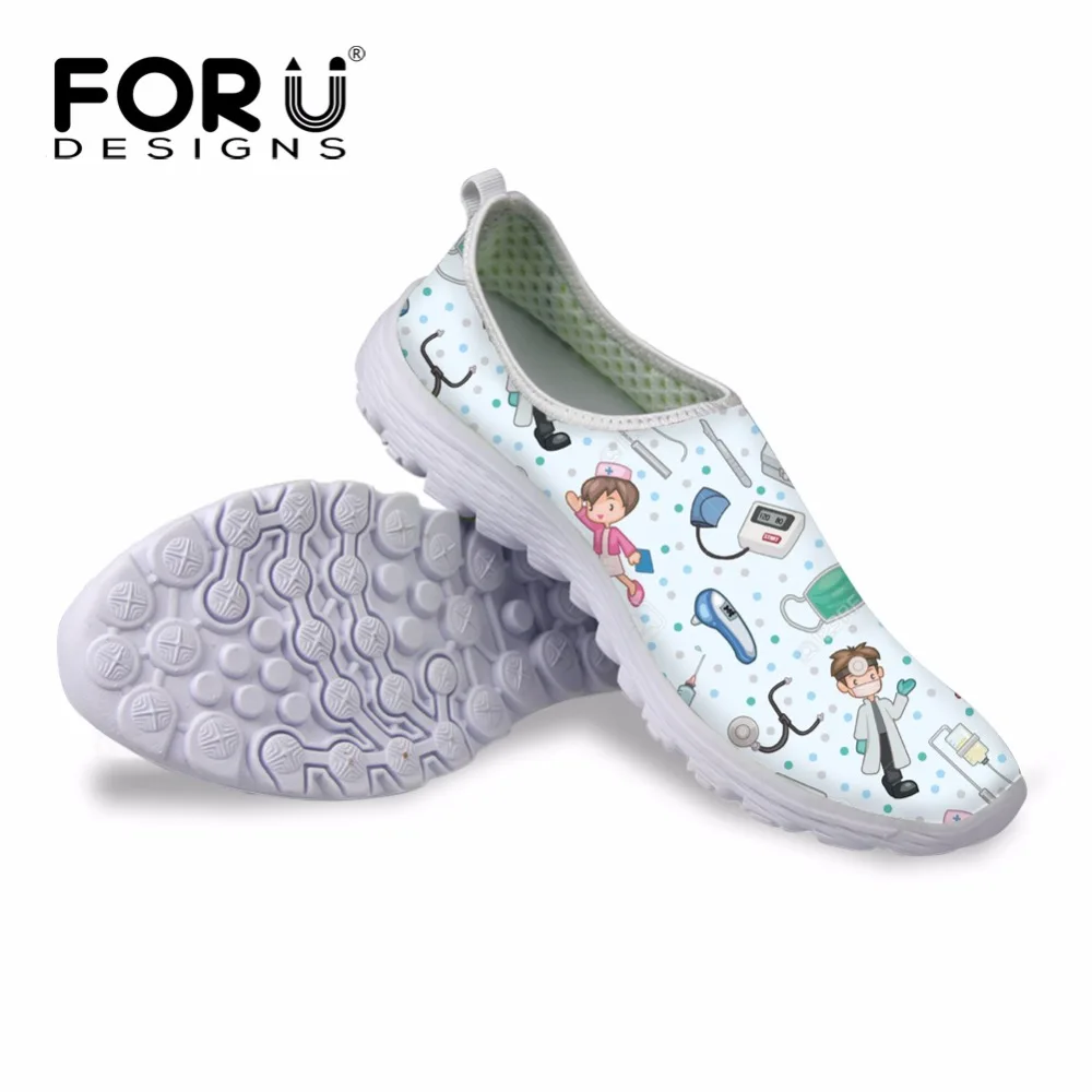 

FORUDESIGNS Women Flats Shoes 3D Cartoon Nursing Bear Light Sneakers Mesh Shoes Female Beach Loafers Cute Girl Trainers Walking