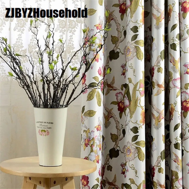 

American Pastoral Large Flower Printing Woven High Window Rural Printing Curtains for Of Living Dining Bedroom Precision Shade