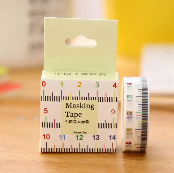 1Box New 1.5cm Wide Novelty Measure Ruler Washi Tape Adhesive Tape DIY